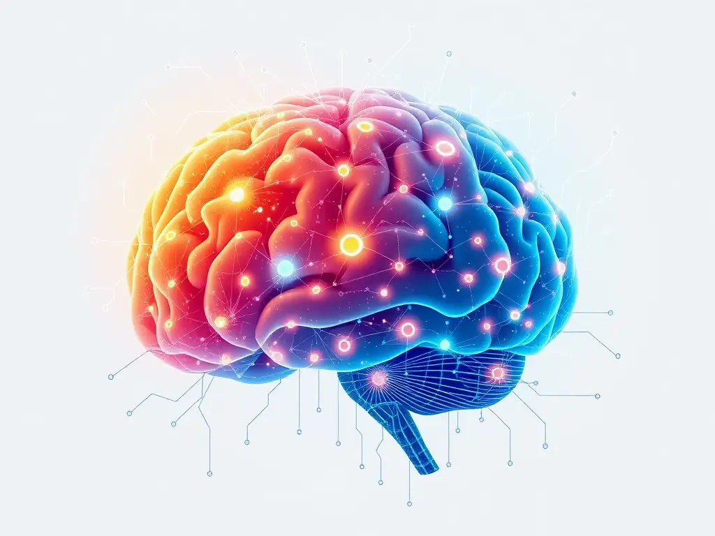 A visual of a digital brain overlaying a business dashboard, representing AI-driven insights.