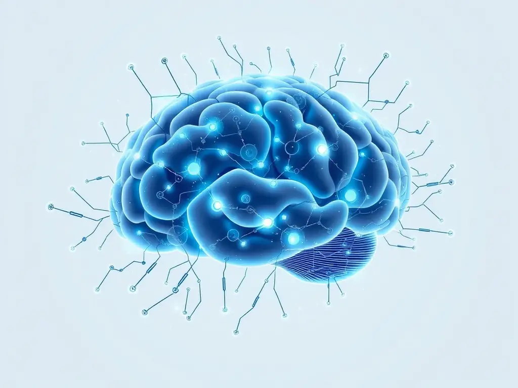 A visual of a digital brain overlaying a business dashboard, representing AI-driven insights.